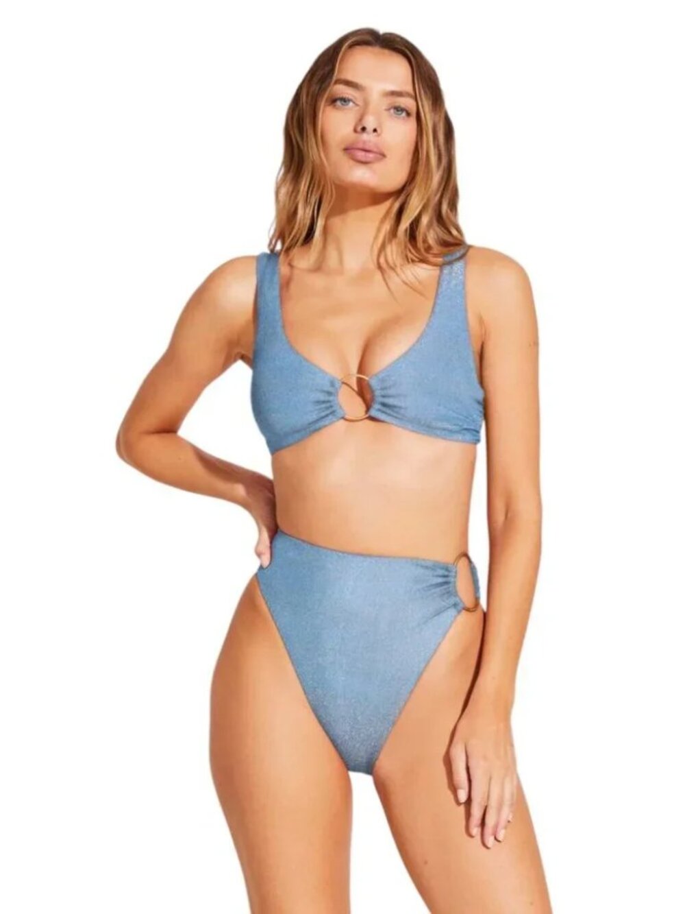 Vitamin A NWOT Lolita Bottom in Ocean Metallic Blue shimmer fabric - Size L